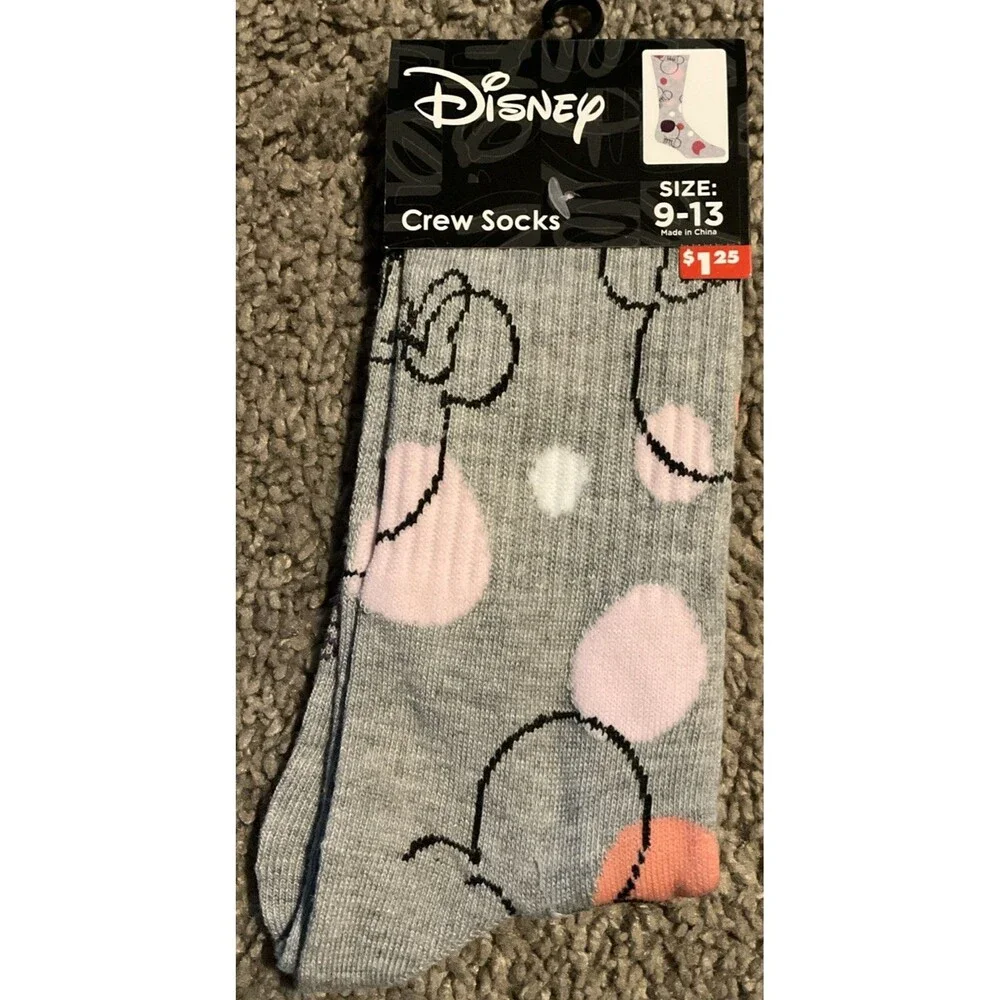 Disney Minnie Mouse  Crew Socks  1 Pair Shoe Size 9-13